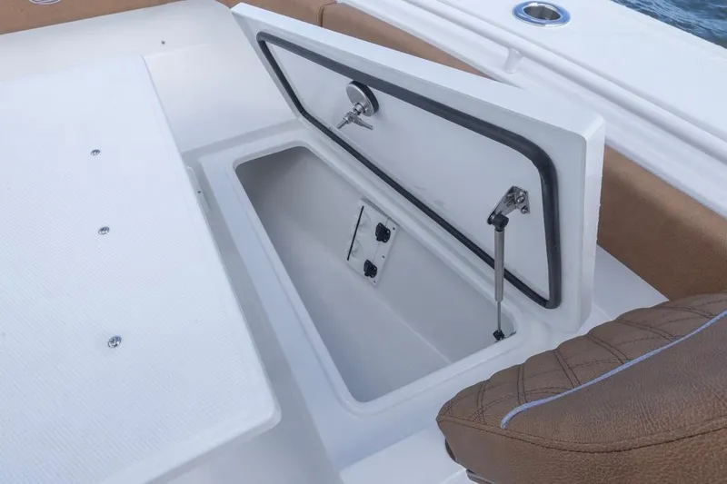  Yacht Photos Pics Open storage compartment on 2026 Sea Hunt Ultra 275 SE boat.