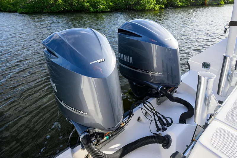  Yacht Photos Pics Twin Yamaha V8 outboard engines on 2016 Edgewater 335 Express boat.