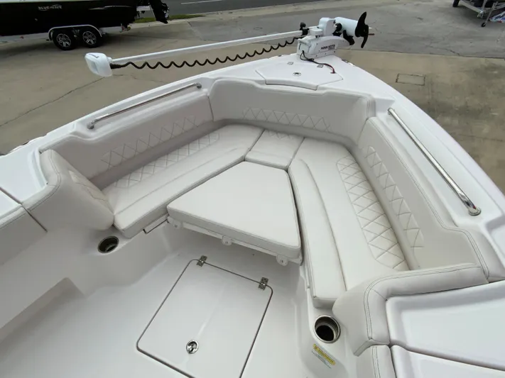  Yacht Photos Pics 2021 Blue Wave 2800 Makaira boat with white cushioned seating area.