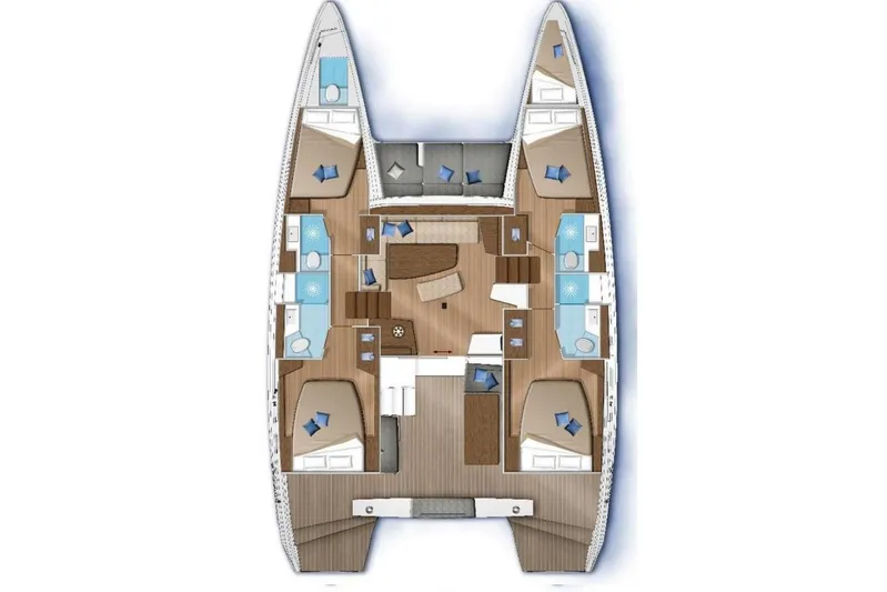 Mojito Yacht Photos Pics Floor plan of 2020 Lagoon 42 catamaran, featuring spacious cabins and modern amenities.