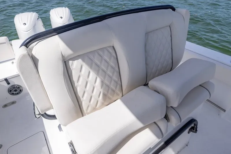  Yacht Photos Pics Luxurious seating on 2026 Sea Hunt Gamefish 27 boat with quilted upholstery.