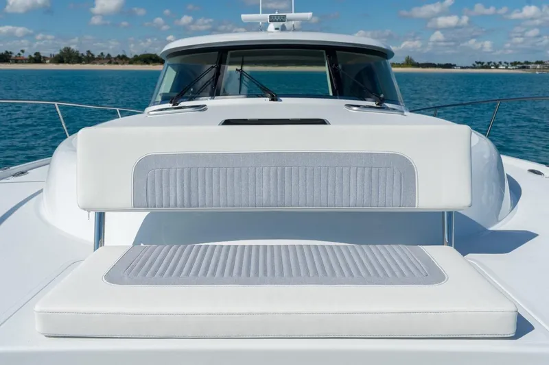 Eclipse 505 Shadow 003 Yacht Photos Pics Luxury seating on 2026 ECLIPSE 505 Shadow yacht, ocean view.