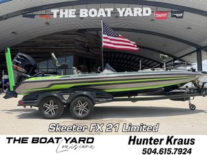2017 Skeeter FX 21 Limited boat at The Boat Yard, Louisiana, with American flag.