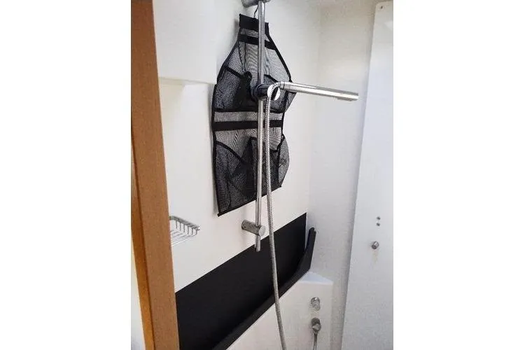 Susie Sea Yacht Photos Pics Shower area in 2019 Nautitech 46 Open yacht with modern fixtures and storage.