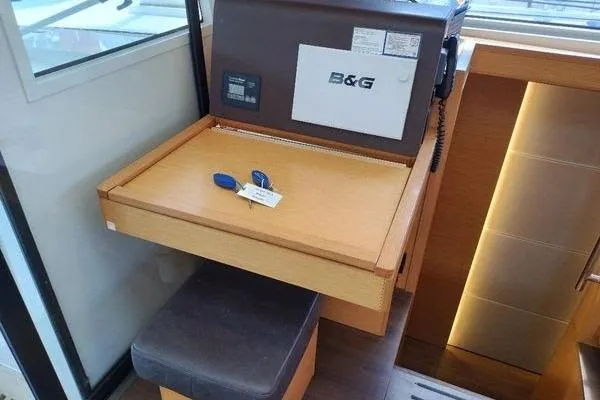 Susie Sea Yacht Photos Pics Navigation station on 2019 Nautitech 46 Open catamaran with B&G equipment.