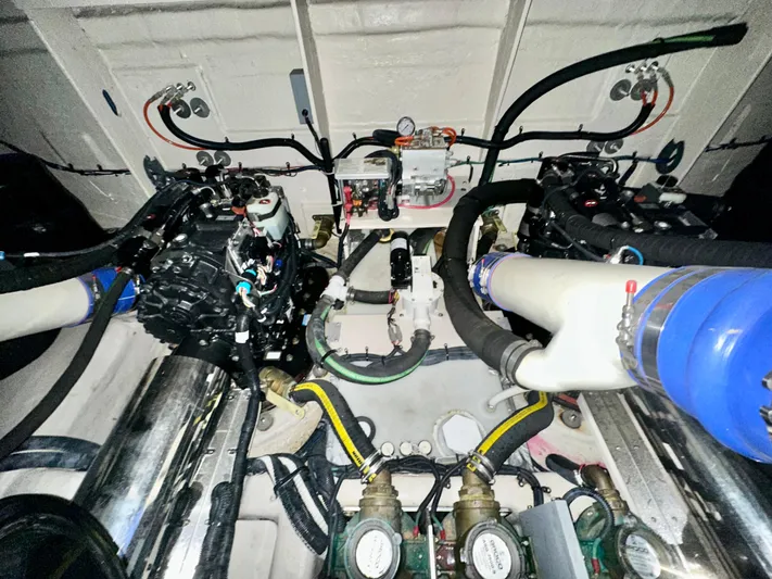 Perridice Yacht Photos Pics Engine room of 2017 Sea Ray Sundancer 510 with visible components and wiring.