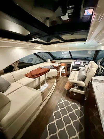 Perridice Yacht Photos Pics Luxurious interior of 2017 Sea Ray Sundancer 510 yacht with elegant seating and modern design.