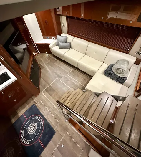 Perridice Yacht Photos Pics Luxurious interior of 2017 Sea Ray Sundancer 510 yacht with elegant seating and modern design.