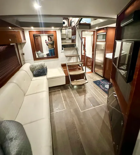 Perridice Yacht Photos Pics Luxurious interior of 2017 Sea Ray Sundancer 510 yacht with modern furnishings and elegant design.