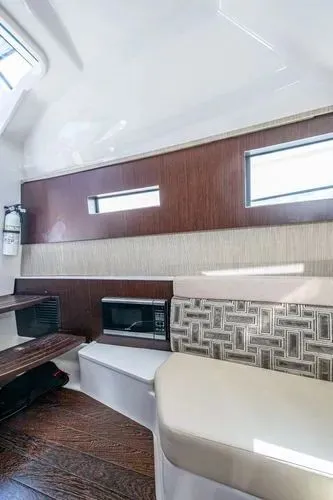 Raison D'&Ecirc;tre Yacht Photos Pics Interior of 2022 Pursuit S 378 Sport with modern amenities.