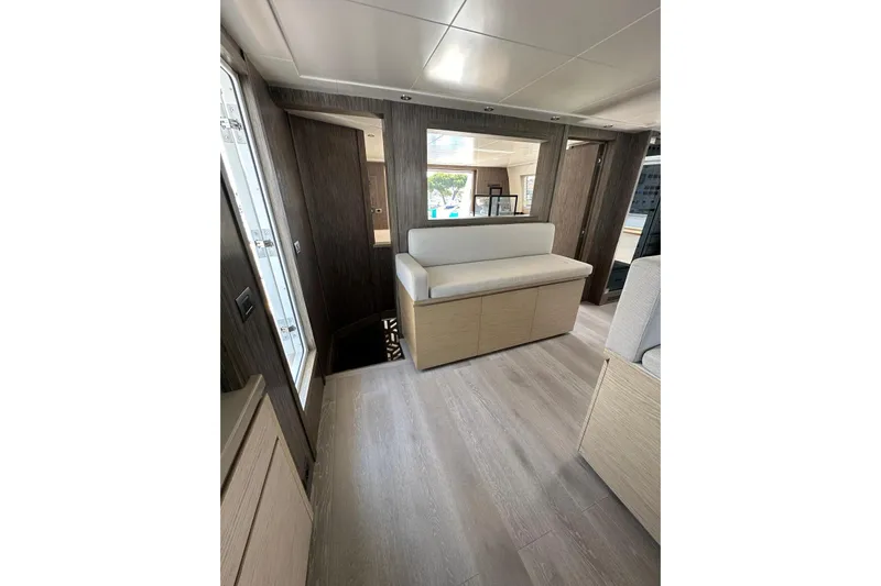  Yacht Photos Pics Luxurious interior of 2021 Terranova Yachts T85, featuring modern design and elegant wood finishes.