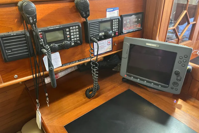 Wind Star Yacht Photos Pics Navigation and communication equipment on a 1986 Liberty 49 yacht.