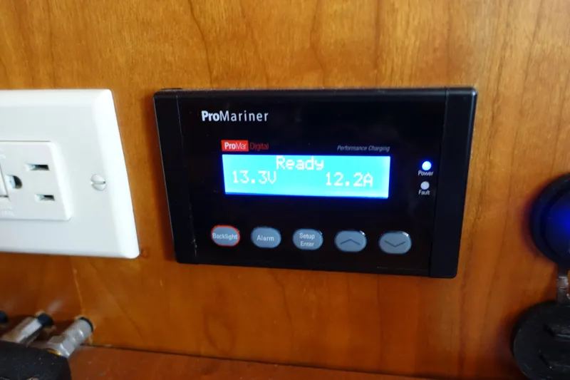  Yacht Photos Pics ProMariner digital display on 2001 Silverton 410 Sport Bridge, showing voltage and current.