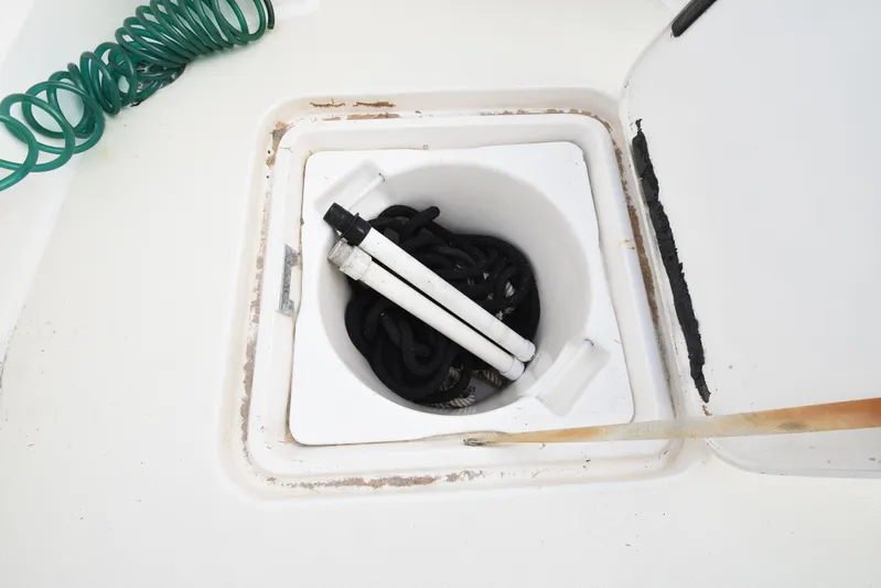 Series 60 Engines Yacht Photos Pics Storage compartment on Ocean 46 Super Sport boat, 2006.