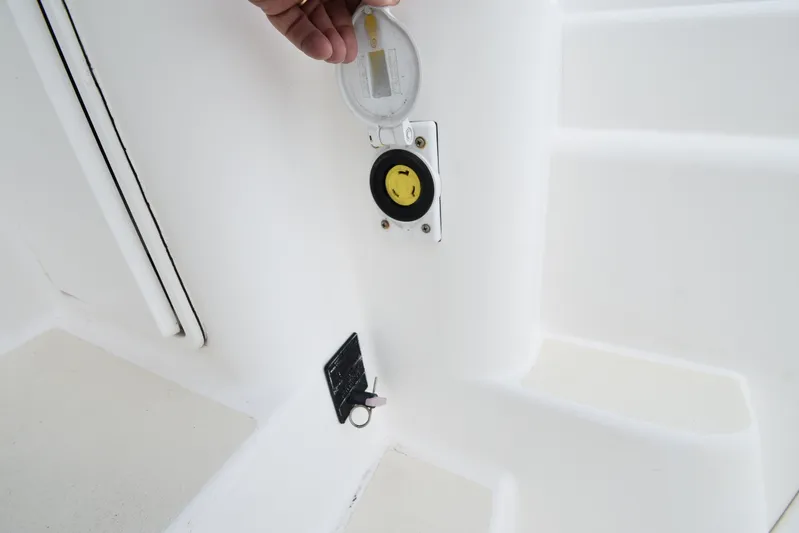 Series 60 Engines Yacht Photos Pics Close-up of a 2006 Ocean 46 Super Sport yacht detail.