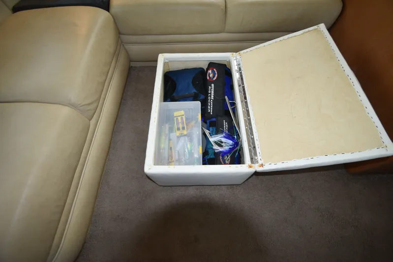 Series 60 Engines Yacht Photos Pics Storage compartment in Ocean 46 Super Sport boat, year 2006.