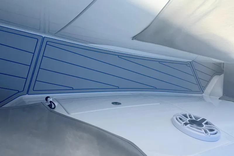  Yacht Photos Pics Interior view of 2025 Intrepid 43 Nomad SE boat, featuring sleek design elements.