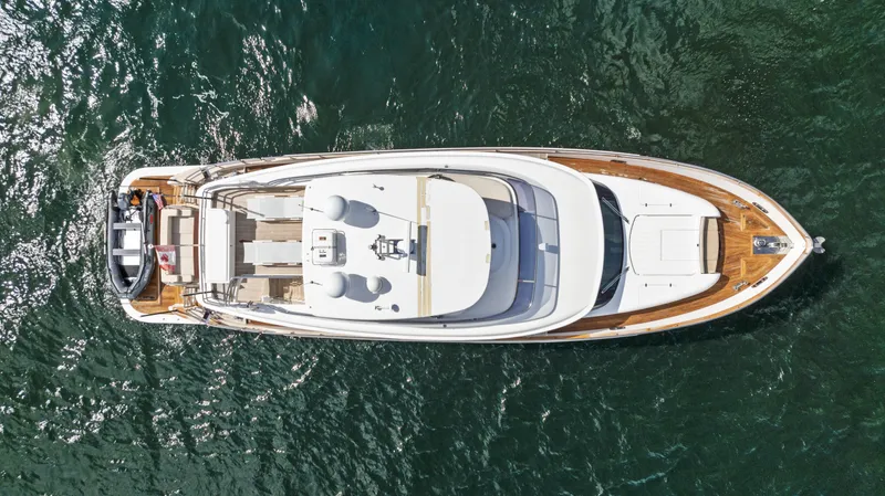  Yacht Photos Pics Overhead view of 2016 Azimut Magellano 76 yacht on water.