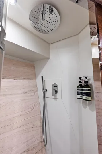 Yacht Photos Pics Luxury yacht Azimut Magellano 76, 2016 model, modern shower with rainfall head and toiletries.