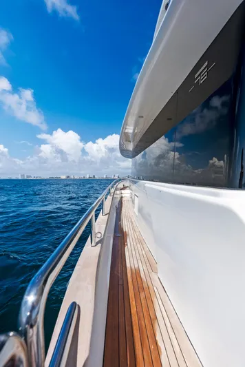  Yacht Photos Pics Side view of 2016 Azimut Magellano 76 yacht on open sea under clear blue sky.