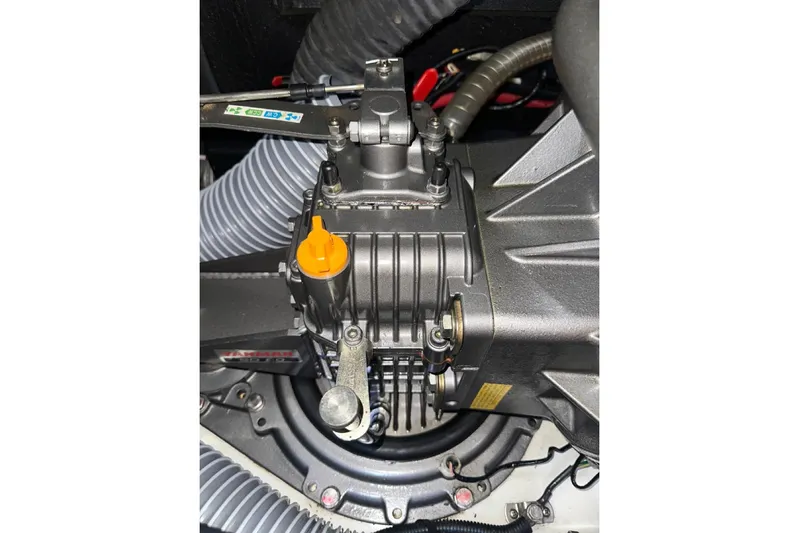 Margaret Yacht Photos Pics Engine compartment of a 2014 Beneteau Oceanis 48 sailboat, featuring mechanical components.