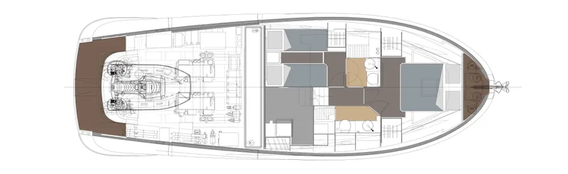  Yacht Photos Pics Top view layout of 2024 Solaris Power 48 OPEN yacht.