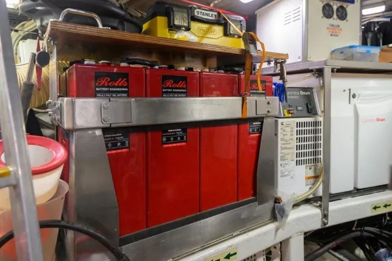 Yona Yacht Photos Pics Battery setup in a 1981 Vripack Doggersbank 20 yacht engine room.