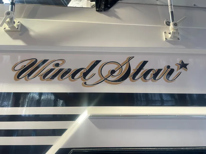 Wind Star Yacht Photos Pics "Wind Star" lettering on 1993 Ocean Alexander 520 Pilothouse yacht.