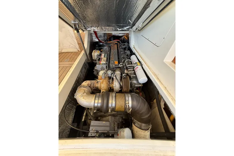 Brass Ring Yacht Photos Pics Engine compartment of 2003 Hinckley Talaria 40, showcasing detailed mechanical components.