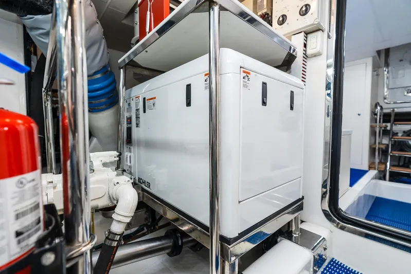 Whitefish Yacht Photos Pics Engine room of 2013 Ocean Alexander 72 Pilothouse yacht with Kohler generator.