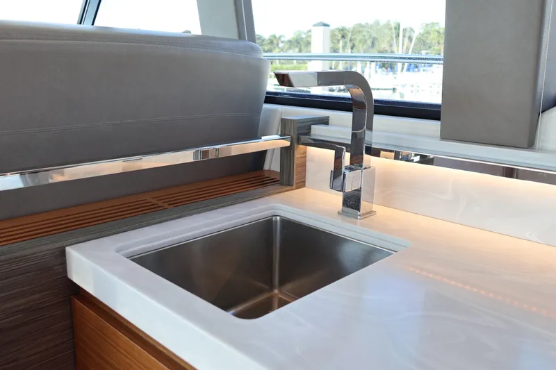 Lady Linn Yacht Photos Pics Modern kitchen sink area in 2020 Tiara Yachts C44 Coupe.