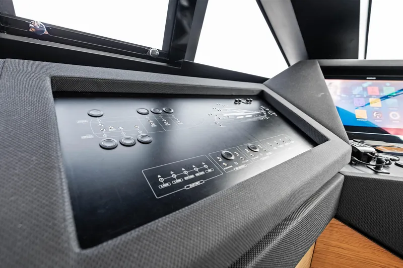 Our Trade Yacht Photos Pics Control panel of 2021 Ferretti Yachts 920, featuring modern navigation technology.