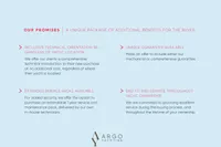```json
{
  "alt_text": "Argo Yachting promises: technical orientation, unique guarantee, service packs, end-to-end service."
}
```
