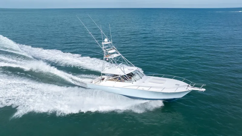 Good Stuff Yacht Photos Pics Viking 52 GOOD STUFF - Starboard Aerial Running Shot