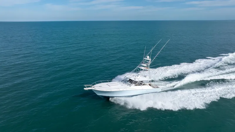 Good Stuff Yacht Photos Pics Viking 52 GOOD STUFF - Port Aerial Running Shot