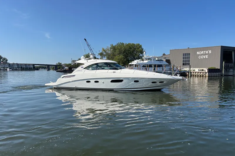 Life's Grande Yacht Photos Pics 2012 Sea Ray 470 Sundancer yacht cruising near North's Cove marina.