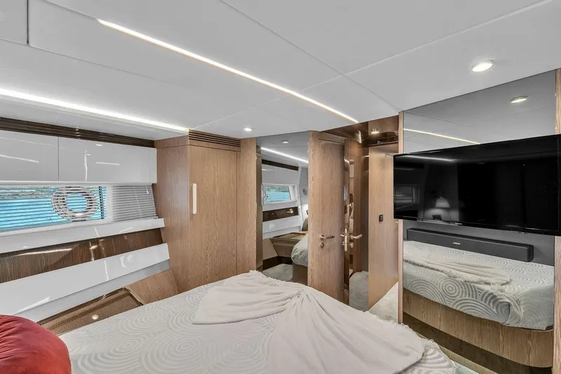Evexias Yacht Photos Pics Luxurious interior of 2020 Azimut S7 FLY yacht with modern design and elegant furnishings.