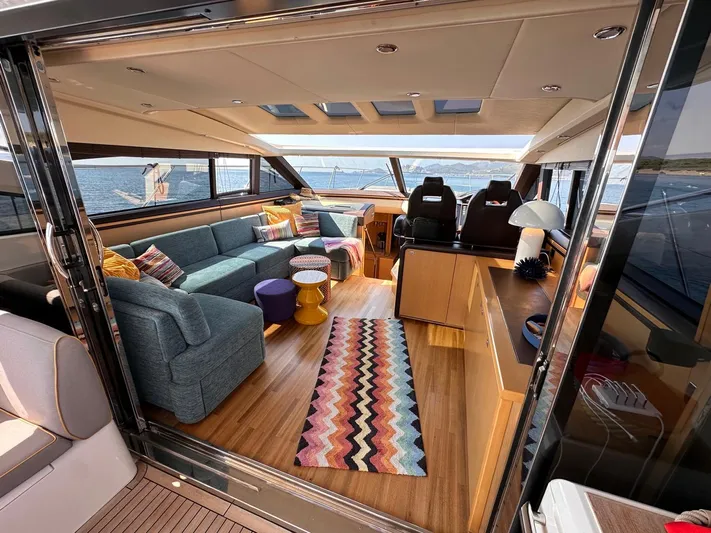  Yacht Photos Pics Luxurious 2009 Princess V62 yacht interior with modern decor and ocean view.