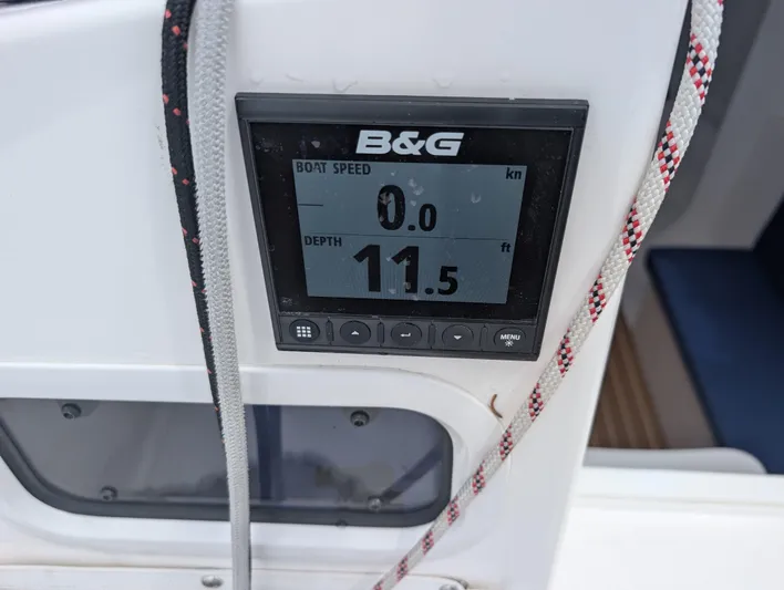  Yacht Photos Pics B&G display on 2023 J Boats J/9 showing speed and depth readings.
