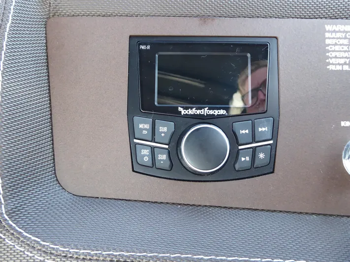  Yacht Photos Pics Rockford Fosgate audio system in 2017 Cobalt R30 boat dashboard.