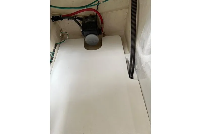  Yacht Photos Pics Interior view of a 2006 Norseman 480S boat compartment with wiring and equipment.