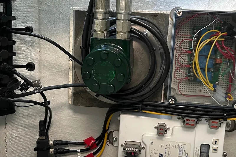  Yacht Photos Pics Electrical components and wiring inside a 2015 Wesmac Sport Fish boat.