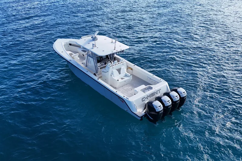  Yacht Photos Pics 2020 SeaVee 390Z boat with four engines on open water.