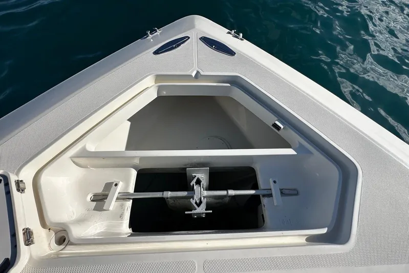  Yacht Photos Pics Bow anchor compartment of 2020 SeaVee 390Z boat on water.