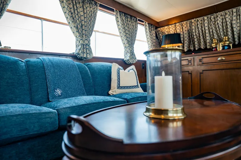 Coconut Yacht Photos Pics Luxurious interior of a 1964 Burger 64' Motor Yacht with elegant furnishings.