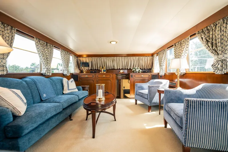 Coconut Yacht Photos Pics Luxurious interior of a 1964 Burger 64' Motor Yacht with elegant furnishings and decor.