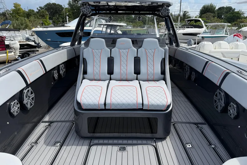  Yacht Photos Pics 2019 Midnight Express 43 Open boat interior with luxurious seating and sleek design.