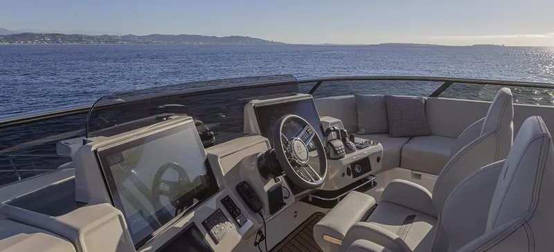 Absolute Navetta 75 Yacht Photos Pics Helm of 2025 Absolute NAVETTA 75 yacht with ocean view.