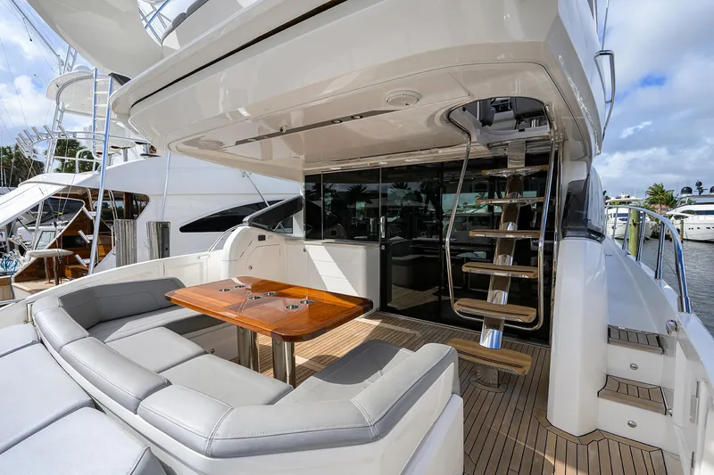 Gallant Lady Yacht Photos Pics Luxurious 2018 Princess 65S yacht with elegant outdoor seating and sleek design.