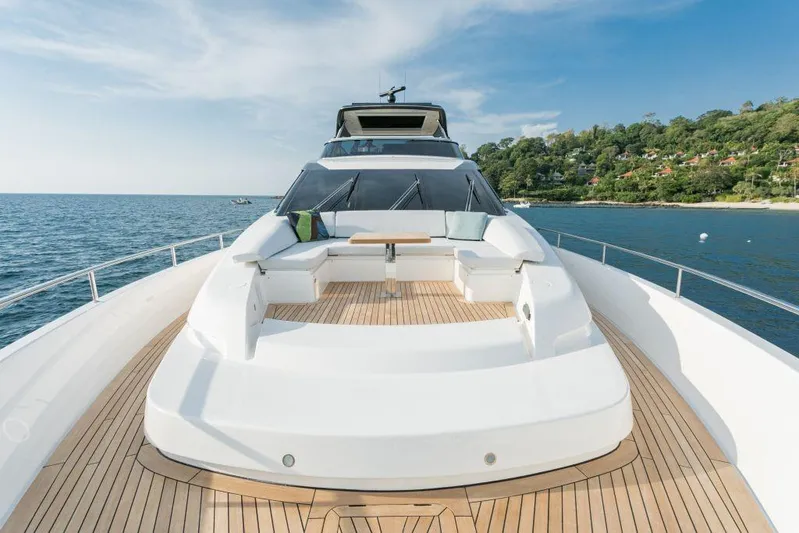  Yacht Photos Pics Sanlorenzo SL78 2021 yacht with spacious deck, ocean view, and luxurious seating.